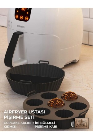 MNZ-Airfryer Master Cooking Set 2 Pieces - Airfryer Baking Silicone Paper Accessory لون الأسود بي بي بي مجاني - Crearthome