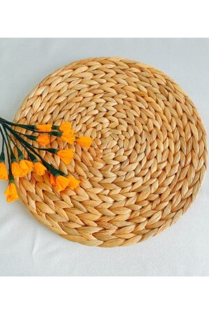 MNZ-American Wicker Serving Plate خياطة البامبو 35 سم - Cherry Collection
