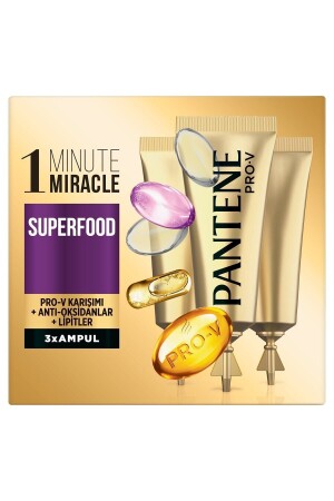 MNZ-Ampoule 1 دقيقة معجزة الغذاء الخارق 3x15ml - Pantene