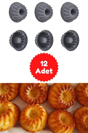MNZ-Anthracite 12-piece سليكون كعكة صغيرية قالب - كعكة كعكة مولد 12 قطعة - Kitchen Design Lab