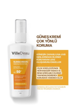 MNZ-Anti-Bleach High Protection Spf50+ وجه وجسم صيف وشتاء كريم الشمس 125 مل كريم الشمس حماية متعددة الاستخدامات - VilleD'eau