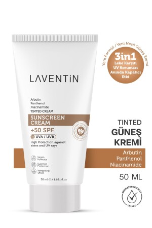 MNZ-Anti-Bleach - لون الجلد يساوي المضغوطات الملونة فعالة عالية الحماية SPF + 50 كريم الشمس 50 مل - Laventin