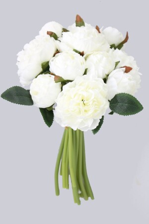 MNZ-Artificial Lux Serrated 11 Piece Erengül Bouquet أبيض - Yapay Çiçek Deposu