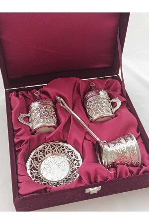 MNZ-Authentic Copper Coffee Cup Set for 2 مع صندوق الخشية bb01 - Nihal Süeda
