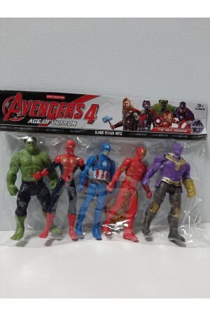 (MNZ-Avengers) مجموعة لعب مع 5 (هولك) (رجل العنكبوت) (كابتن أمريكا) (رجل الحديد) (تانوس) - Avengers