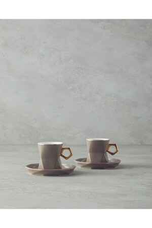 MNZ-Axel New Bone China 4 Piece Coffee Cup Set لـ 2 أشخاص Mink - English Home