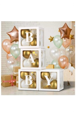 MNZ-Baby مكتوب مربع شفاف حرف أبيض Cm - Bidolumutluluk