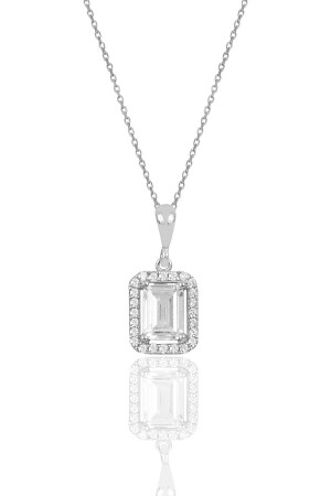 MNZ-Baguette الفضة حجر قلادة Sgtl10058Rodaj SGTL10058 - Söğütlü Silver