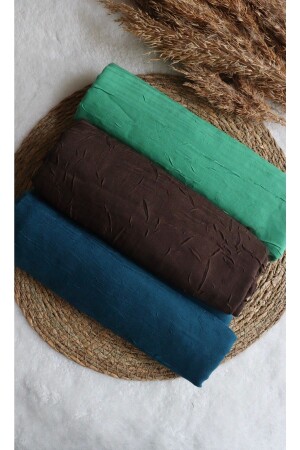 MNZ-Bamboo Kraş Shawl مجموعة من 3 أزرق مظلم بني-بنون خضراء - Avzen