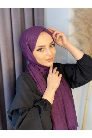 MNZ-Bamboo Kraş Shawl- Purple - Nilbutik