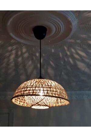 MNZ-Bamboo Wicker Rattan Chandelier تصميم خاص الشنابل 25x20 سم حامل مصباح مدرجة MELEK13 - AFRALYAHOME