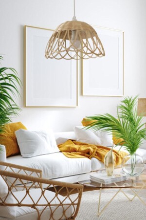 MNZ-Bamboo Wicker Rattan Raffia مصباح معلق شمعة tu412ra45ka - Belkıs Rattan