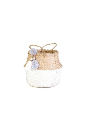 (MNZ-Basket) ، رمادية بيضاء (Tazeled Folding Core Wicker) 30 سم. - KANCAEV