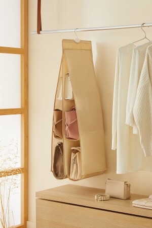MNZ-Beige 6 المكونات معلقة خزانة الملابس حقيبة منظمة 30x97 - Ocean Home Textile