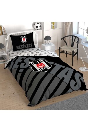 MNZ-Beşiktaş شعار الأسود مجموعة غطاء غطاء واحد، مجموعة غطاء غطاء مرخصة - Taç
