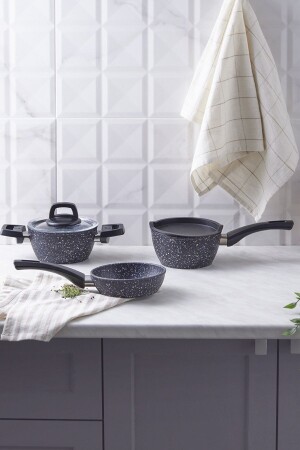 MNZ-Bio Granit Blue Stone Mini 5 قطع طباخات مجموعة 456345345 - Karaca