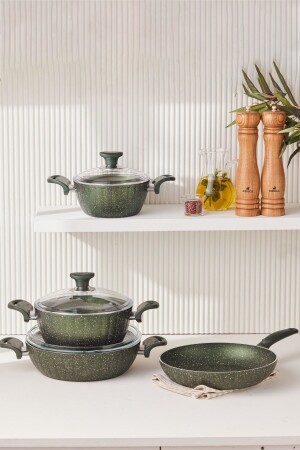 (MNZ-Biogranit Dream) 7 قطع أدوات الطهي مجموعة خضراء 153. 09.01.1224-1 - Cookplus