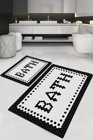 غسالة حمام MNZ-Black غسلة حمام 2 قطع طلاء مقعد المرحاض Dc-8034 - Decomia Home