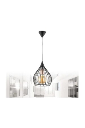 MNZ-Black Cage واحد مصباح معلق شمعة قفص شمعة أسود - Trend Kitchen