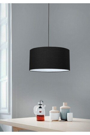 MNZ-Black Candelier Fabric Pendant Lamp قطر 30 سم مصباح رستيك 6133 - Modamonline