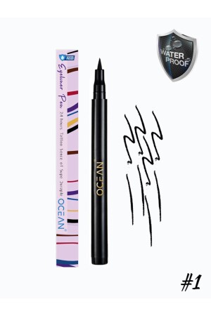 MNZ-Black Eyeliner قلم مائي Eyeliner مقاوم للماء مصبغة بشدة - Ocean