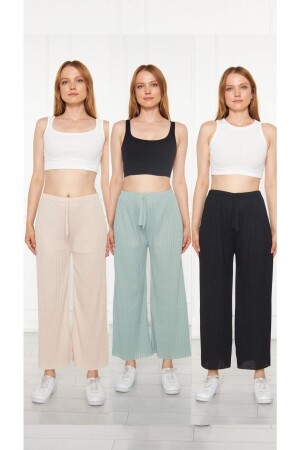MNZ-Black - Water Green - Stone Women's Corduroy Pants & Tracksuit - بيجاما ملابس منزلية غير عادية - Oyga