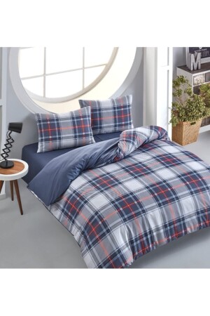 مجموعة غطاء ملابس مزدوجة من الملفات من MNZ-Blue Plaid CH40220004 - CHARLOTTE