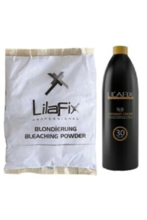 مادة MNZ-Blue Powder Lightener 500 جرام و 30 حجم أكسيد 1000 مل - Lilafix