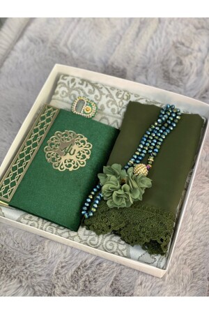 MNZ-Bridal Bohça صلاة سجادة مجموعة اللون الأخضر - Markapolin