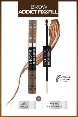 MNZ-Brow Addict Fix&Fill 01 ظل الشتات و ماسكارا 2 في 1 - Note Cosmetics