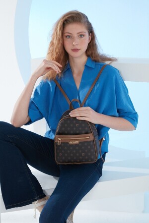 حقيبة ظهر نسائية من نوع MNZ-Brown Monogram 05PO23Y1739 - Pierre Cardin