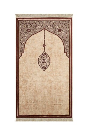 صلاة السجاد الخشني من الـ MNZ-Brown Velvet Carpet Mat 20df-15657 - Bursa İpek
