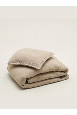 MNZ-Bürümcük موسلين طفل غطاء غطاء الملفات المعدل 70x110 سم 100% القطن العضوي 15 سم ارتفاع السرير (BEIGE) ASK - Anne Sesi