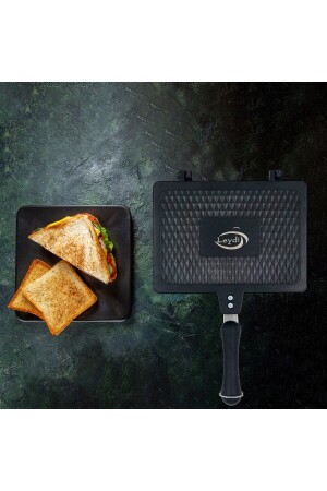 MNZ-Cast Granite Stove Top Toaster 24 سم من الشرب الأسود - Leydi