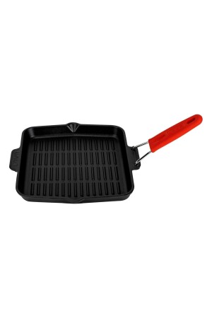 MNZ-Cast Iron Square Shallow Grill Pan مع مسدس سلك السيليكون حجم 24x24 سم. TYC00540453636 - Lava