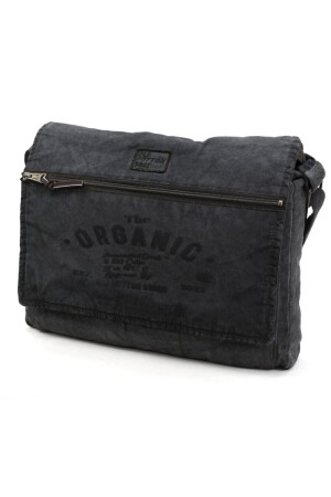 MNZ-Casual Canvas Shoulder Messenger Anthracite Black Laptop School Travel يومي الحقيبة العصرية - Old Cotton Cargo