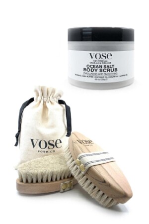 MNZ-Cellulite Mix Body Scrub + فرشاة الخلايا من شعر الخيول (فانيلا) - Vose