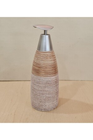 MNZ-Ceramic Liquid Soap Dispenser خط براون نمط nn1 - Fame Kıtchen
