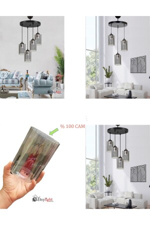 جزء إضافي من MNZ-Chandelier (مصنوع من زجاجات أسطوانات ذات لون مدخنة) - Etsylight