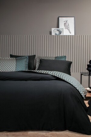 MNZ-CharMe Bronte مضاعفة السلمونات ساتين غطاء غطاء غطاء - الأسود YTSGRPIST-1532536 - Yataş
