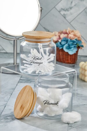 MNZ-Cotton Bud و Cotton Jar مع غطاء زينة زجاجي 500 مل FBZ1060 - FBZhome