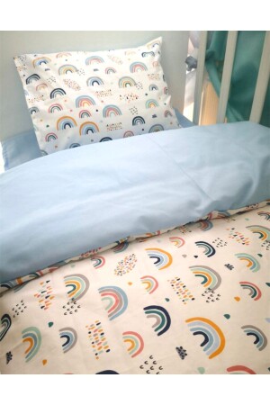 MNZ-Cotton Child 70x110 وسادة ورقة راحة وضع قوس قزح أزرق لعبادة الحديقة - Bebek Özel