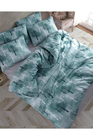 MNZ-Cotton Gray Tree غطاء غطاء مزدوج كابوت مجموعة CA2548 - Sheri Home Tekstil