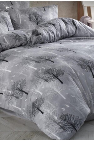 MNZ-Cotton Grey Tree Single Duvet Cover Set جديد14533 0145334 - Sheri Home