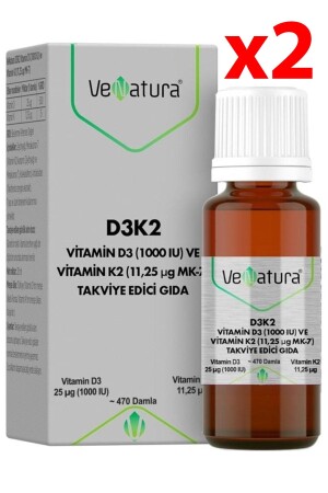 MNZ-D3k2 فيتامين D3 1000 IU K2 11-25 ميكروغرام 20 مل 2 قطع - Venatura