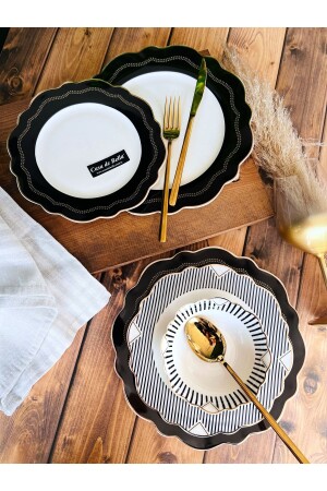 MNZ-Dark Bone Porcelain 48 قطعة عشاء مجموعة 12 شخص 0TR5096 - CASA DE BELLA