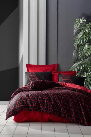 MNZ-Dark Double Duvet Cover Set ظل كلاريت حمراء 8680108053003 - Cotton Box