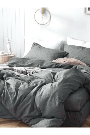 MNZ-Dark Gray مضاعفة الصفحة المطاطية القطن غطاء غطاء مجموعة 5699981 - CAQQA