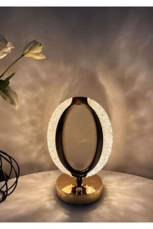مصباح طاولة بيضوي قابل للشحن من قبل المزيج MNZ-Decorative Crystal Rechargeable Oval Table Lampshade، ظل مصباح LED الذهب، وضع اللون 3 لمس K - BEKAZE