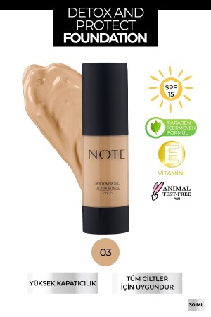 MNZ-Detox & Protect تأثير إحياء SPF 15 مؤسسة concealer 03 متوسط بيج - Note Cosmetics